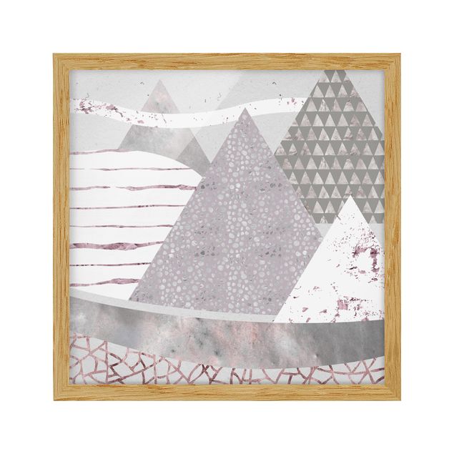 Tableaux encadrés vintage Paysage abstrait de montagne motif pastel