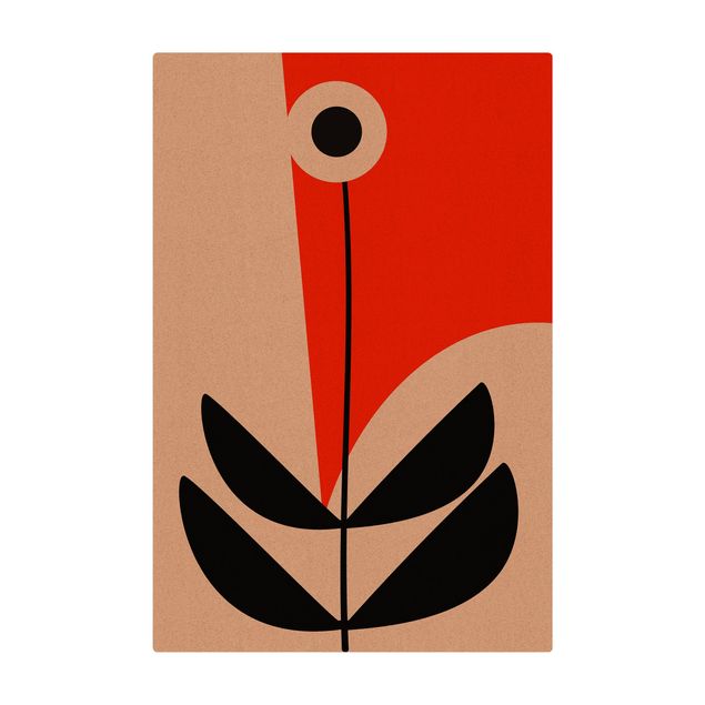 Tapis en liège - Abstract Shapes - Flower Red - Format portrait 2:3