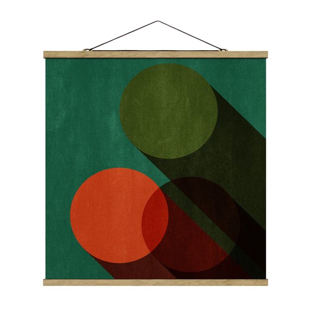 Tableau reproduction Formes abstraites - Cercles en vert et rouge