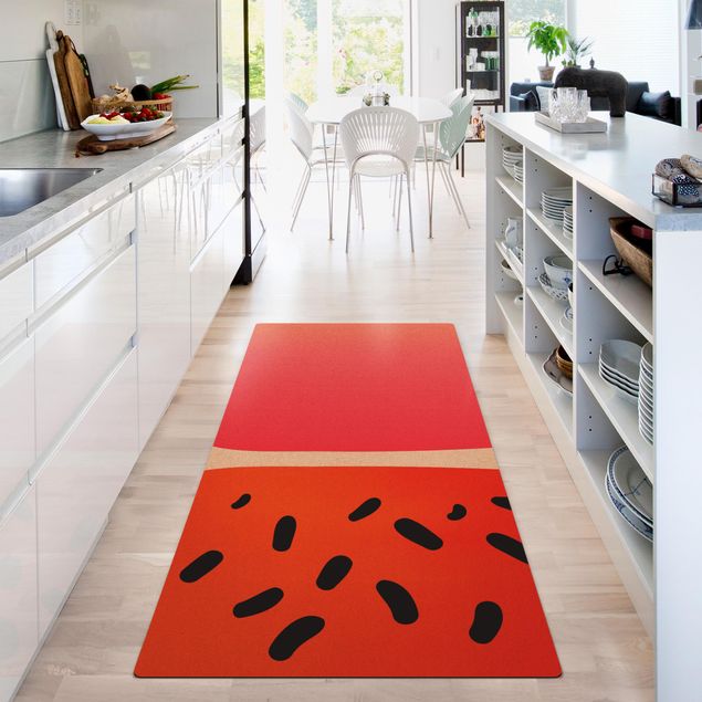 tapis rouge Formes abstraites - Melon et rose