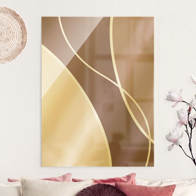 Déco mur cuisine Formes abstraites - Rose pâle et beige II