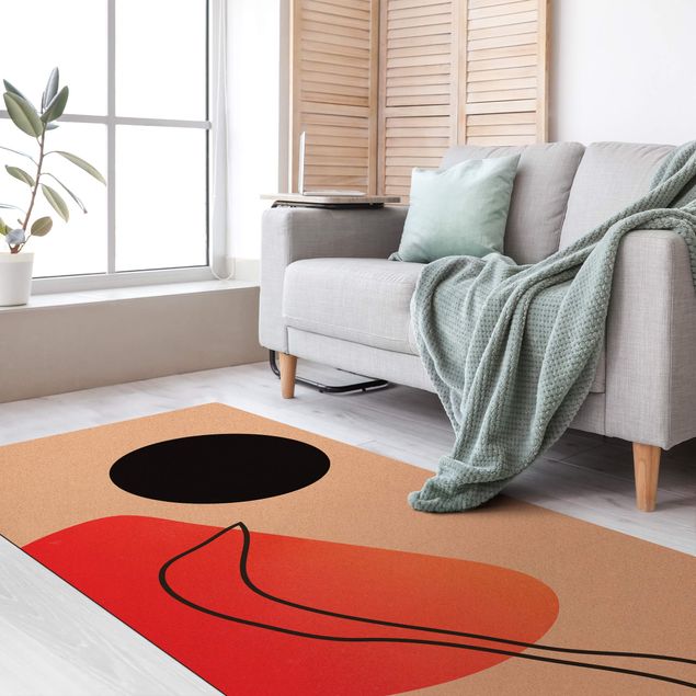 tapis salon moderne Formes abstraites - Soleil noir