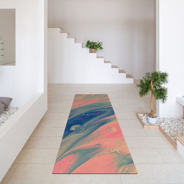tapis motif abstrait Marbrure abstraite rose bleuâtre