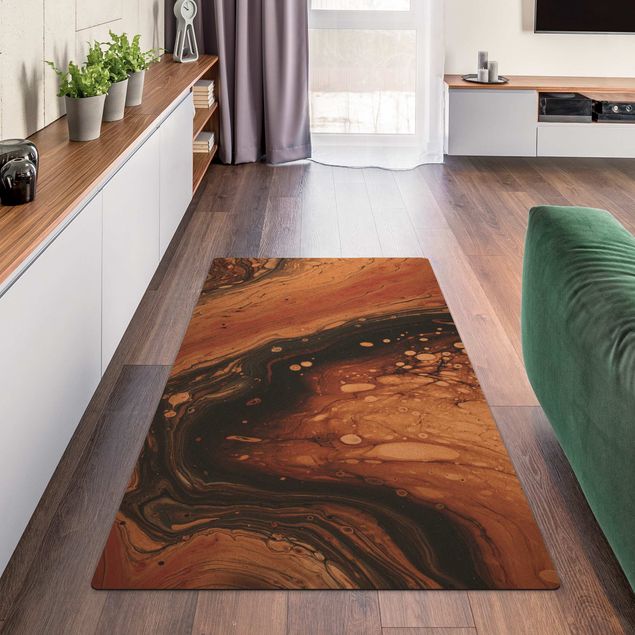 tapis motif abstrait Marbrure abstraite brun crème