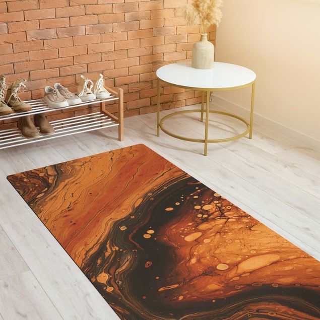 tapis contemporain Marbrure abstraite brun crème