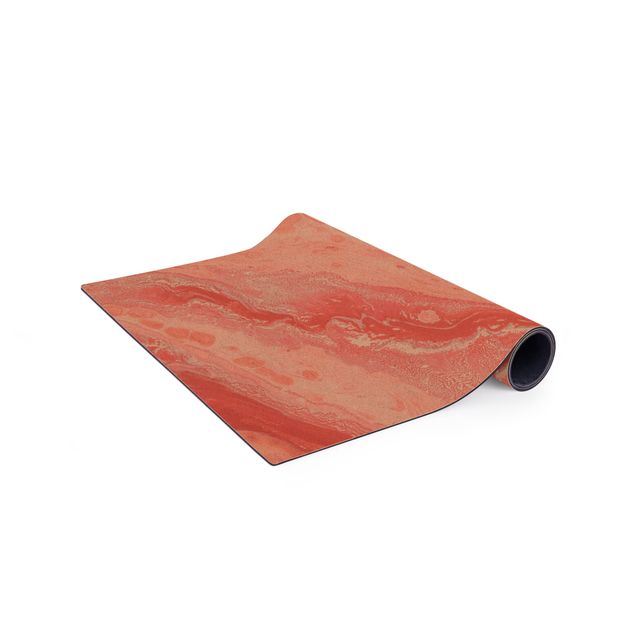 tapis salle à manger Marbrure abstraite Rose saumoné
