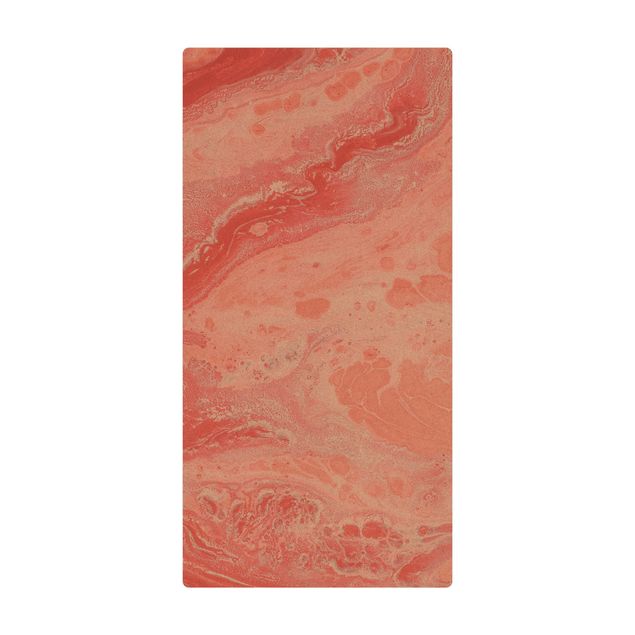 Tapis en liège - Abstract Marbling Salmon-pink - Format portrait 1:2