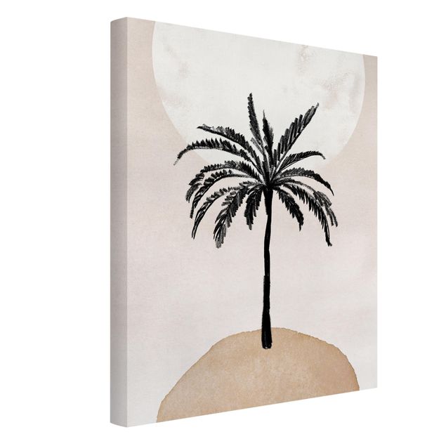 Tableau toile paysage Abstract Island Of Palm Trees With Moon