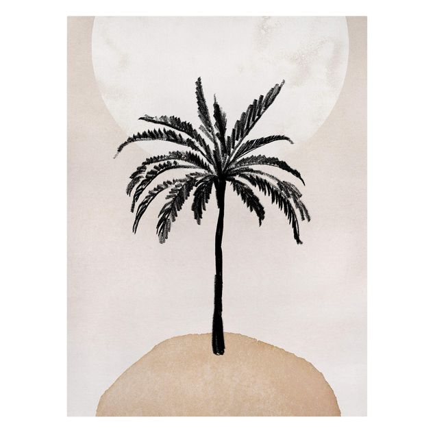 Tableaux muraux Abstract Island Of Palm Trees With Moon