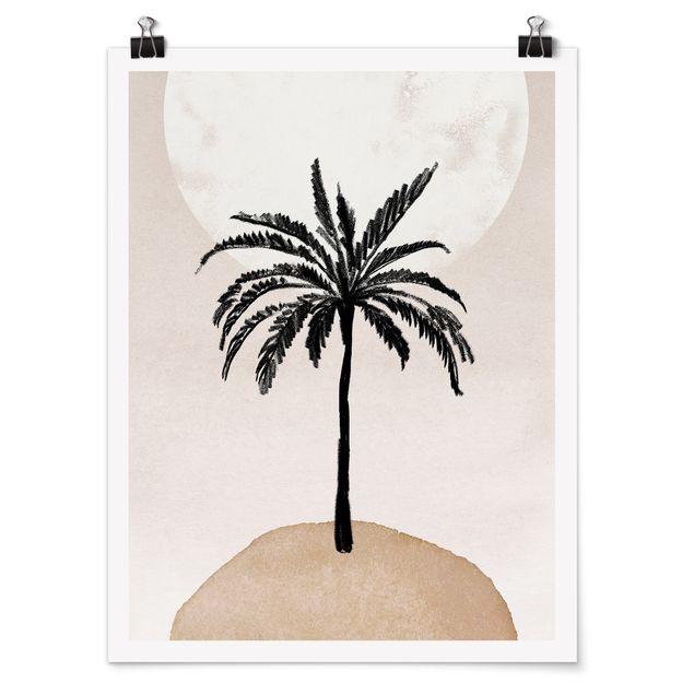 Posters paysage Abstract Island Of Palm Trees With Moon