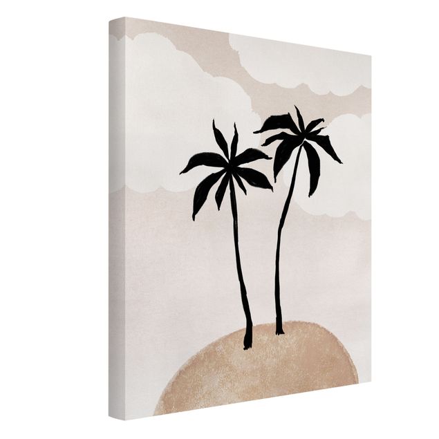 Toile imprimée paysage Abstract Island Of Palm Trees With Clouds