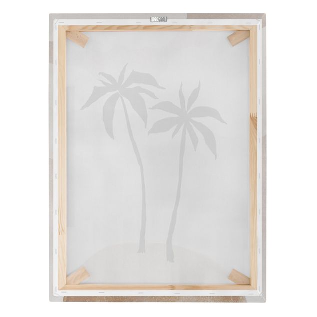 Tableau sur toile - Abstract Island Of Palm Trees With Clouds - Format portrait 3:4