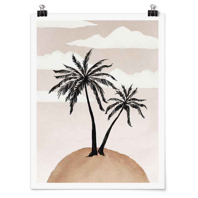 Poster nature paysage Abstract Island Of Palm Trees