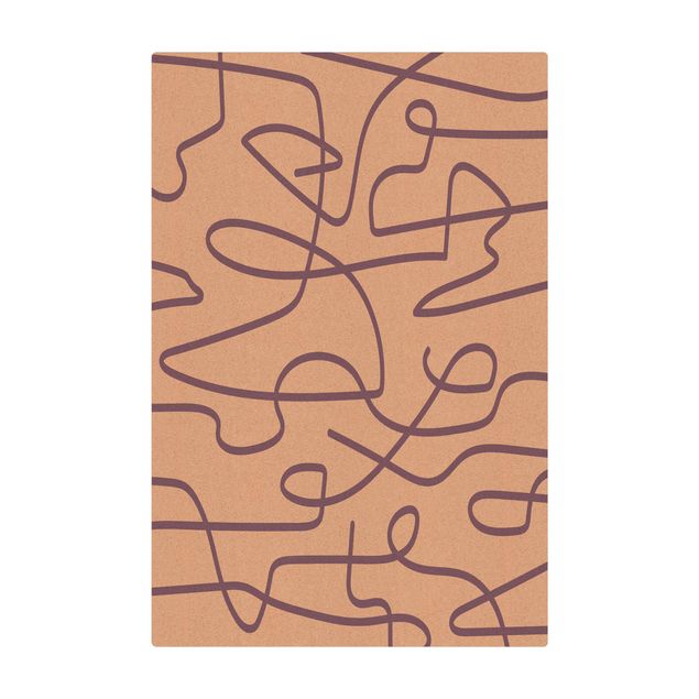 Tapis en liège - Abstract Flowing Lines Lilac - Format portrait 2:3