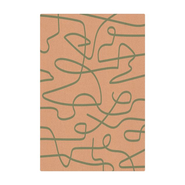 Tapis en liège - Abstract Flowing Lines Mint - Format portrait 2:3