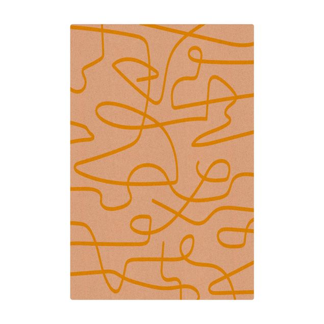 Tapis en liège - Abstract Flowing Lines Yellow - Format portrait 2:3