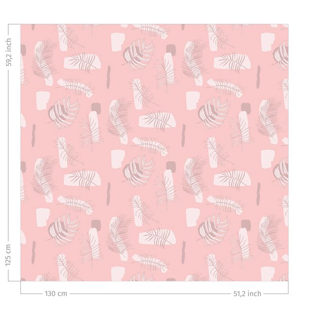 rideaux salon moderne Abstract Pattern With Palm Leaves - Pale Pink