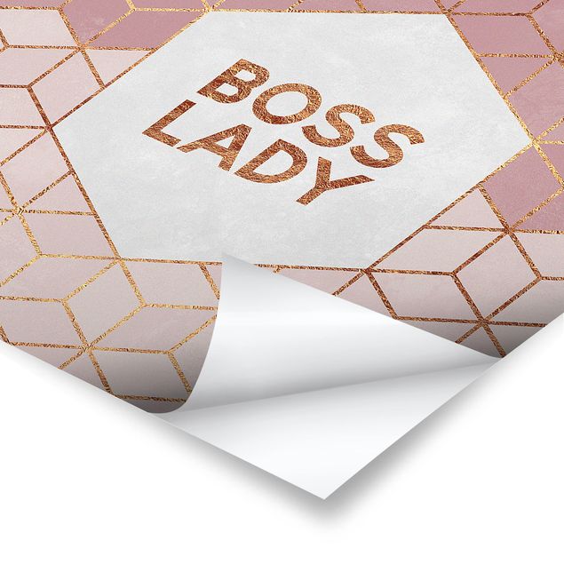 Tableaux Boss Lady Hexagones en Rose