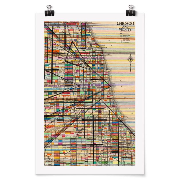 Poster mappemonde Carte moderne de Chicago