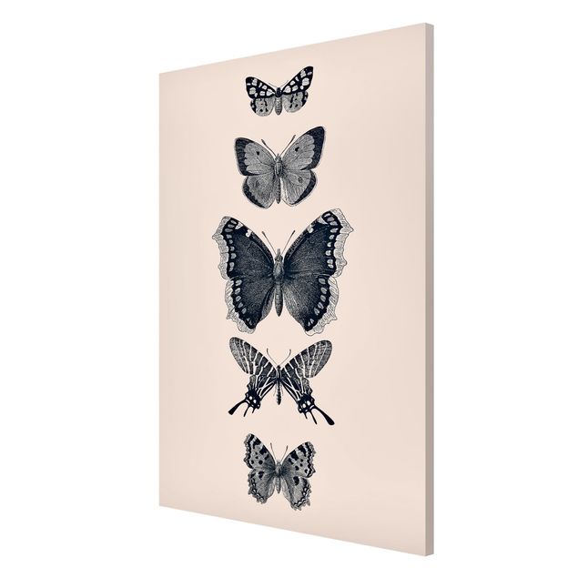 Tableau moderne Papillons à l'encre sur fond beige