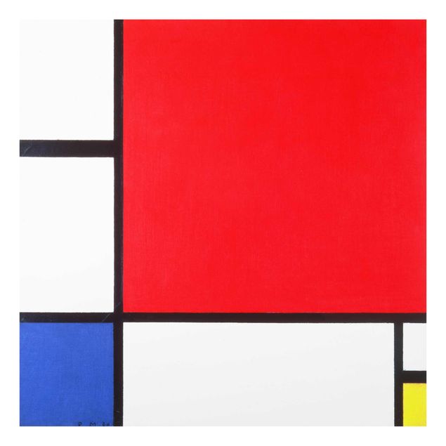 Tableau ton bleu Piet Mondrian - Composition avec rouge, bleu et jaune