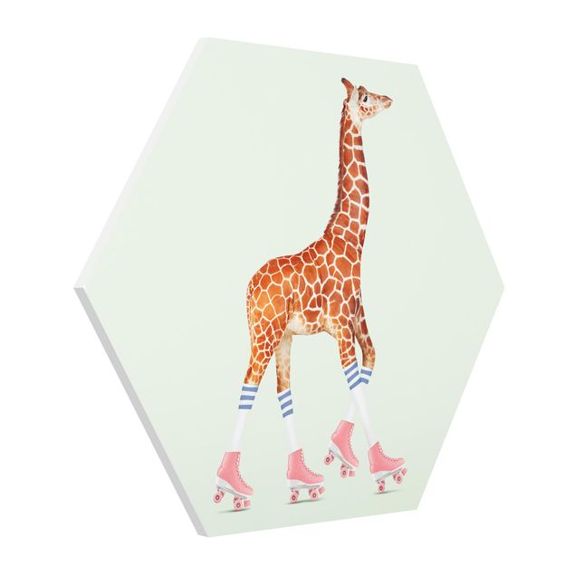 Tableaux modernes Girafe avec des patins à roulettes