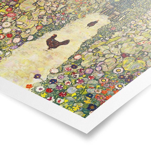 Tableau moderne Gustav Klimt - Chemin de jardin avec poules