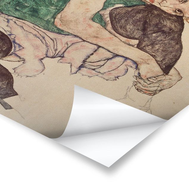 Tableaux verts Egon Schiele - Femme assise avec un genou en l'air