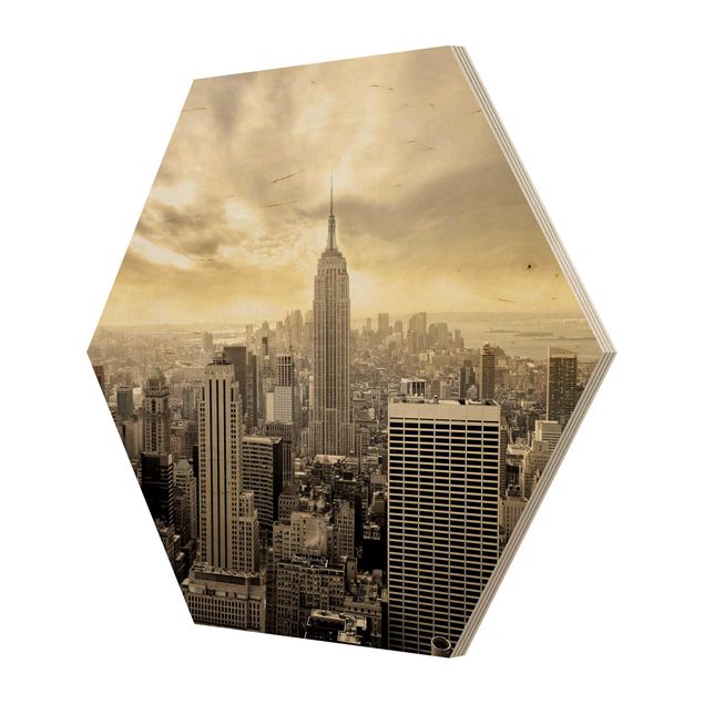 Hexagone en bois - Manhattan Dawn