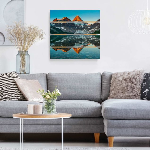 Tableaux en bois avec paysage Paysage de montagne au lac Magog au Canada