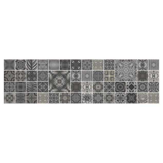Revêtement mural cuisine - Grey Jungle Tiles With Silver Shimmer
