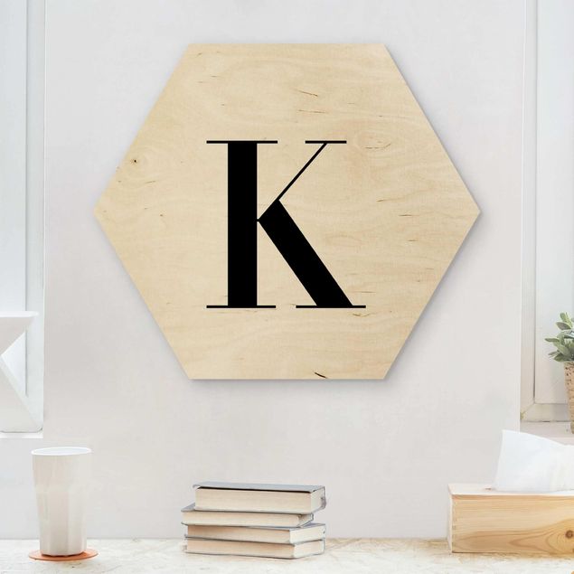 Tableaux en bois avec citations Lettre Serif Blanc K
