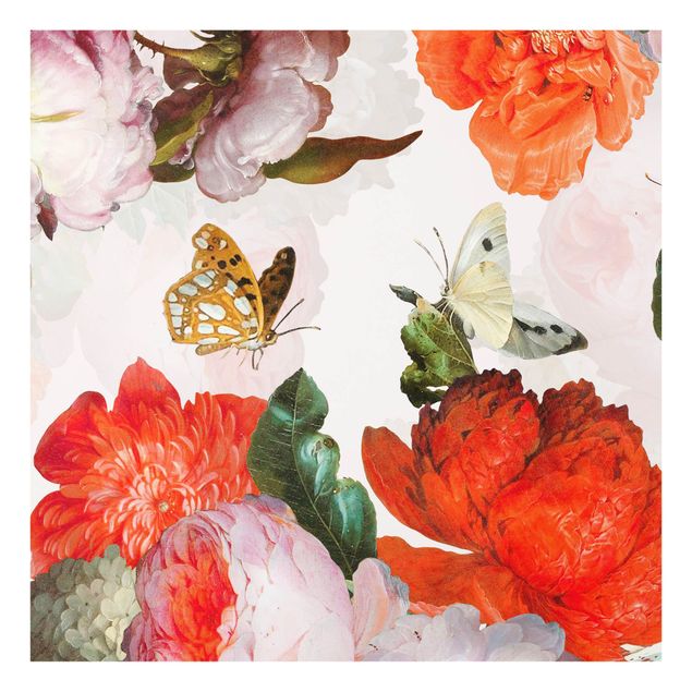 Tableaux de Uta Naumann Fleurs rouges avec papillons