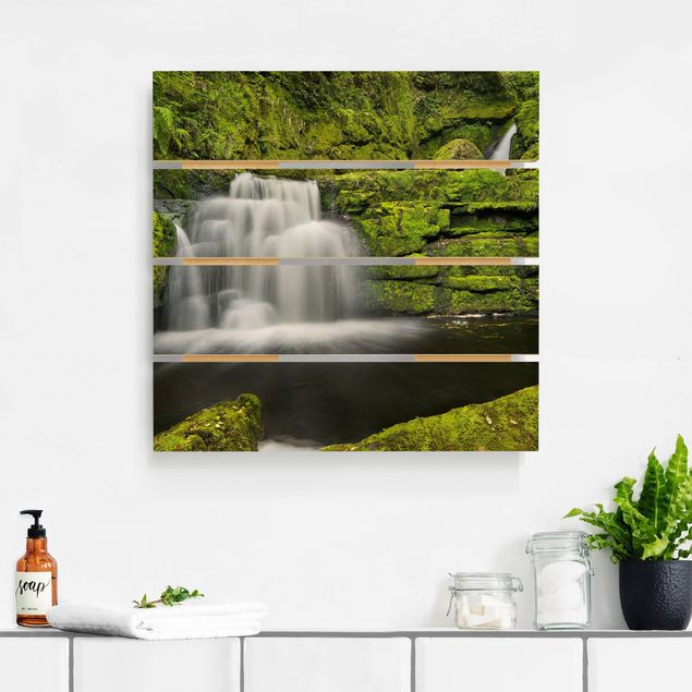 Tableaux en bois avec paysage Cascades de Lower Mclean Falls en Nouvelle-Zélande
