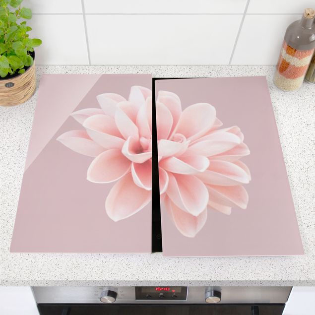 Cache plaques de cuisson fleurs Fleur Dahlia Lavande Rose Blanc