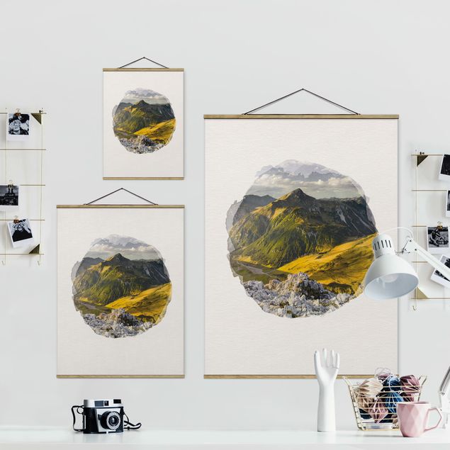 Tableaux de Rainer Mirau Aquarelles - Montagnes et vallée des Alpes de Lechtal au Tyrol