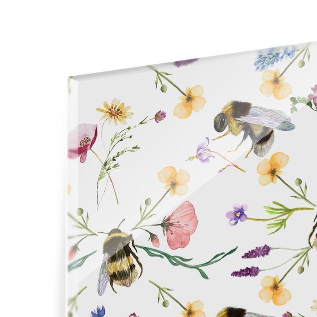 Fonds de hotte - Bees With Flowers - Format paysage 1:1