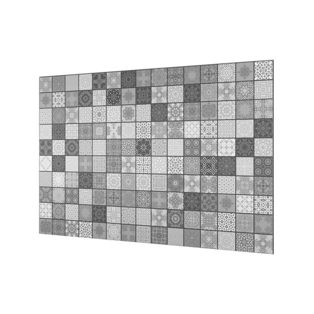 Fonds de hotte - Grey Mediterranian Tiles With Dark Joints - Format paysage 3:2