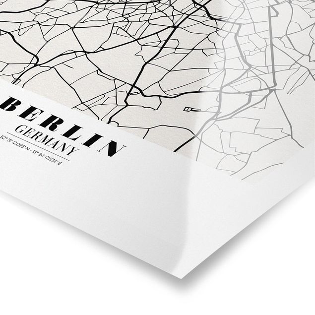 Tableaux noir et blanc Plan de ville de Berlin - Classique