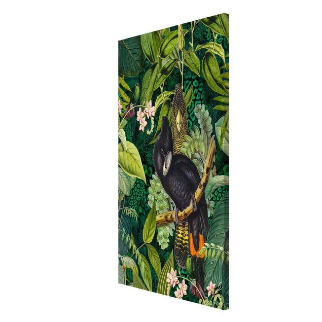 Tableaux magnétiques avec fleurs Collage coloré - Cacatoès dans la jungle