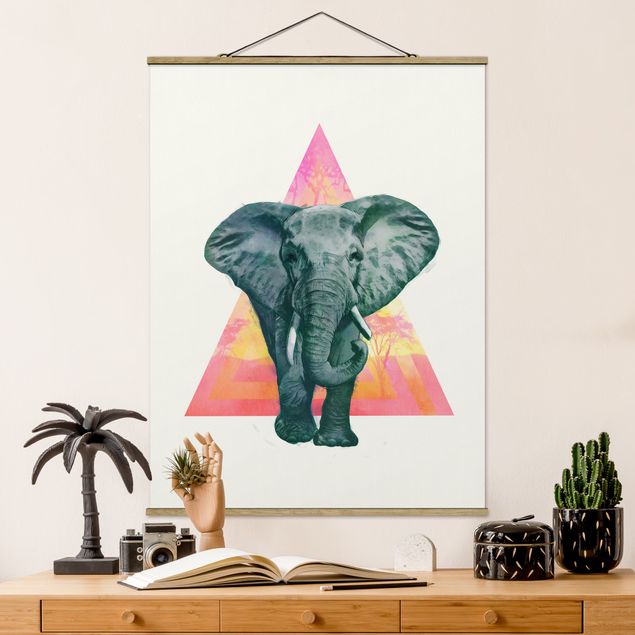 Déco mur cuisine Illustration Elephant Front Triangle Painting