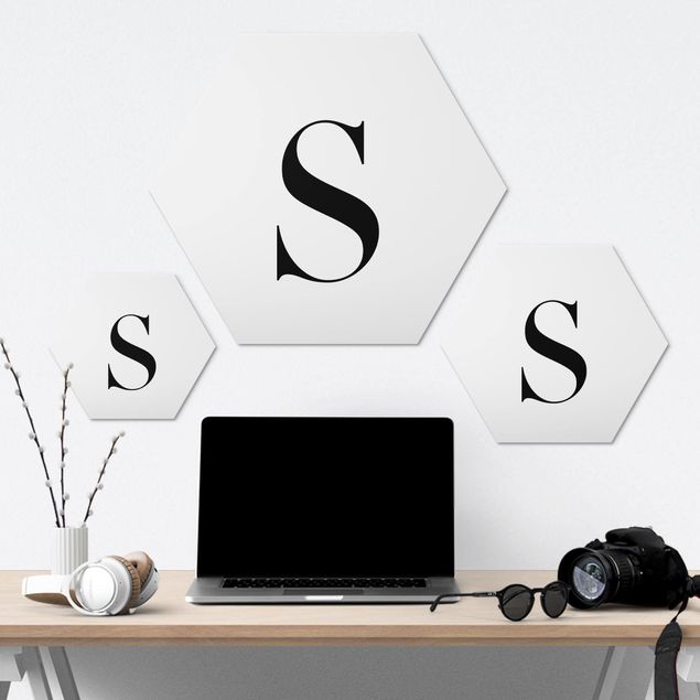 Hexagone en alu Dibond - Letter Serif White S
