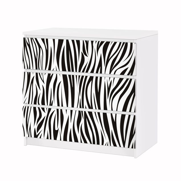 Papier adhésif pour meuble IKEA - Malm commode 3x tiroirs - Zebra Pattern