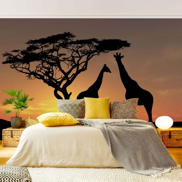 Tapisserie girafe Coucher de soleil africain