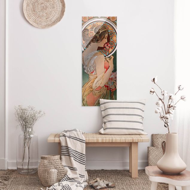 Tableaux en verre fleurs Alfons Mucha - La primevère