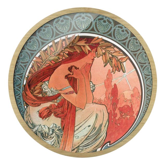 Tableau style vintage Alfons Mucha - Quatre arts - Poésie
