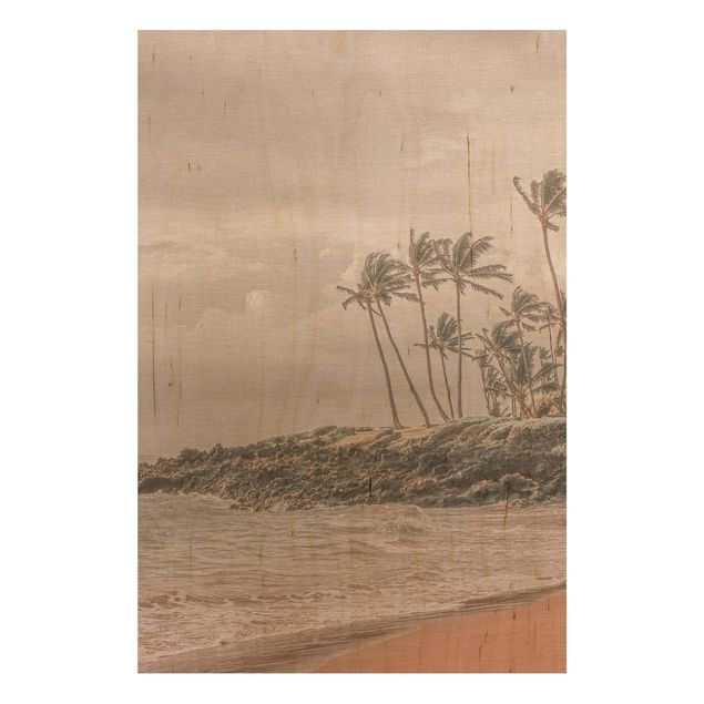 Tableaux en bois avec paysage Aloha Hawaii Beach ll