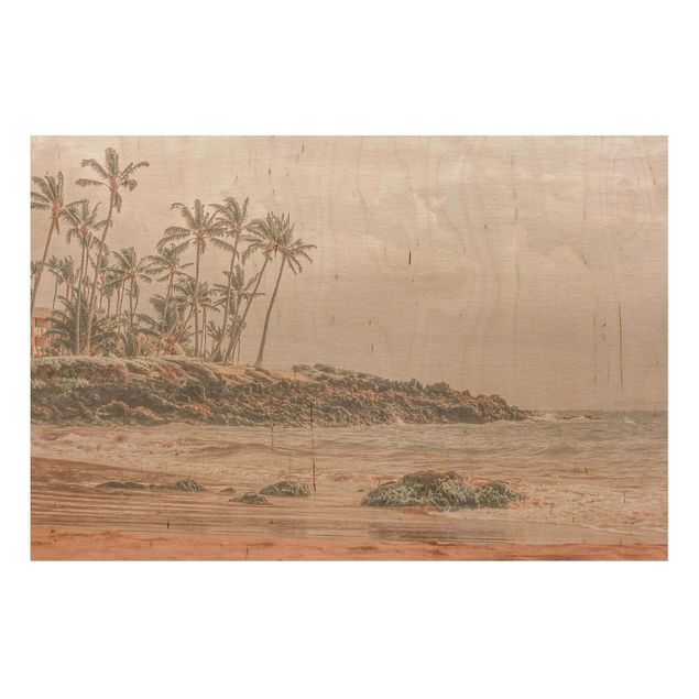 Tableaux en bois avec paysage Aloha Hawaii Beach
