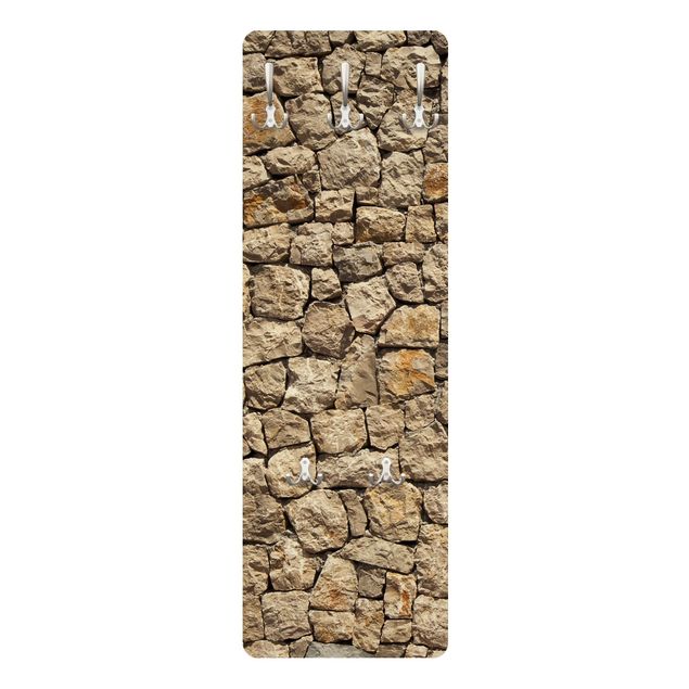 Porte-manteaux muraux marrons Vieux Mur de Pavés