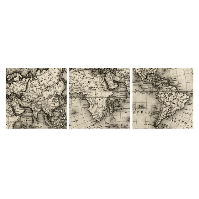 Tableaux gris Détails de la carte du vieux monde